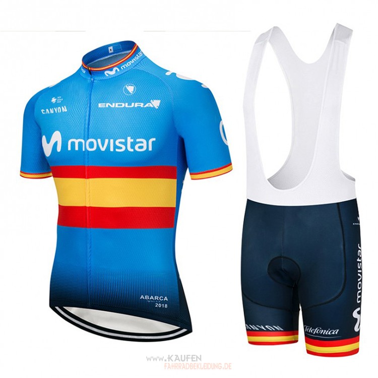 Movistar Champions Spanien Kurzarmtrikot 2018 Und Kurze Tragerhose blau